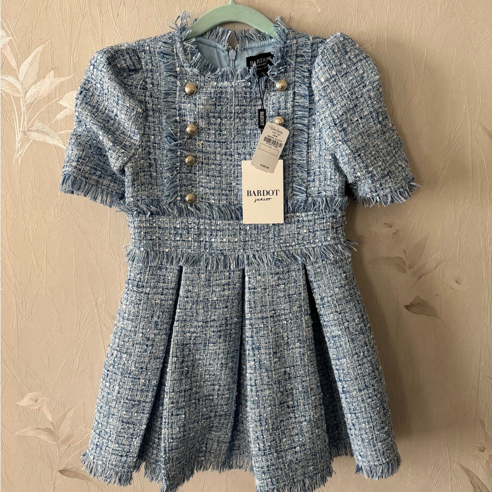 NWT Bardot Junior Light Blue tweed dress - Picture 2 of 6